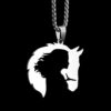 3065994 Elegante RVS Damesketting met Hanger – Uitgesneden Vrouw in Paard (60 cm)