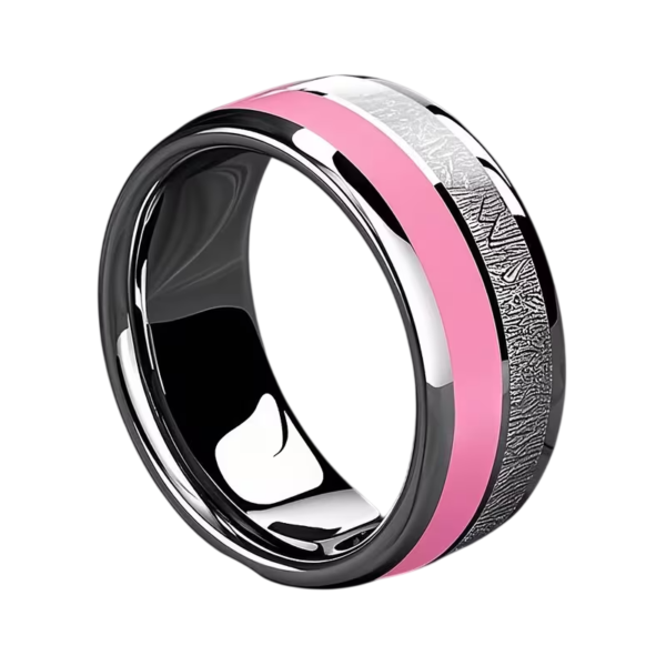 Uniseks Ring roze 2 Stoere RVS Unisex Ring met Roze Accent